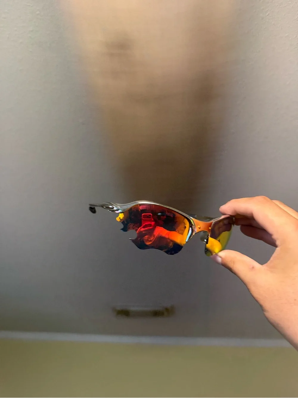 Men's Mirrored Sport Sunglasses - Orange/Red Lens Oakley